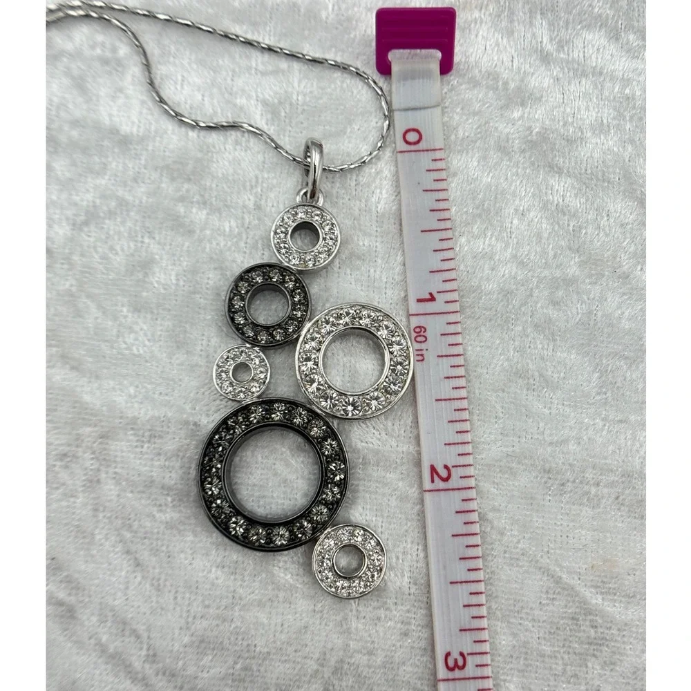 Nolan Miller Thailand Silver Tone Circle‎ Pendant Necklace Costume Jewelry